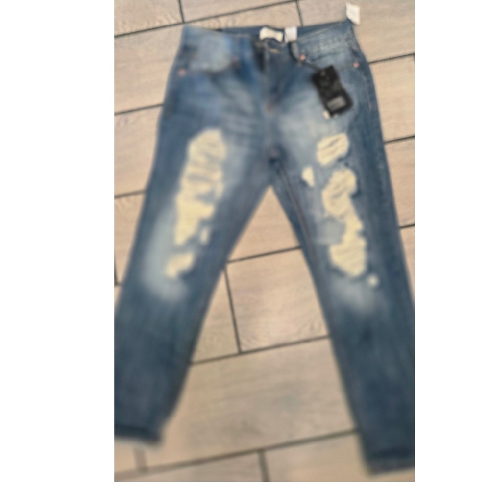 ZCO Jeans Premium Distressed Shredded Slim Denim Medium Wash Blue Jeans-9
